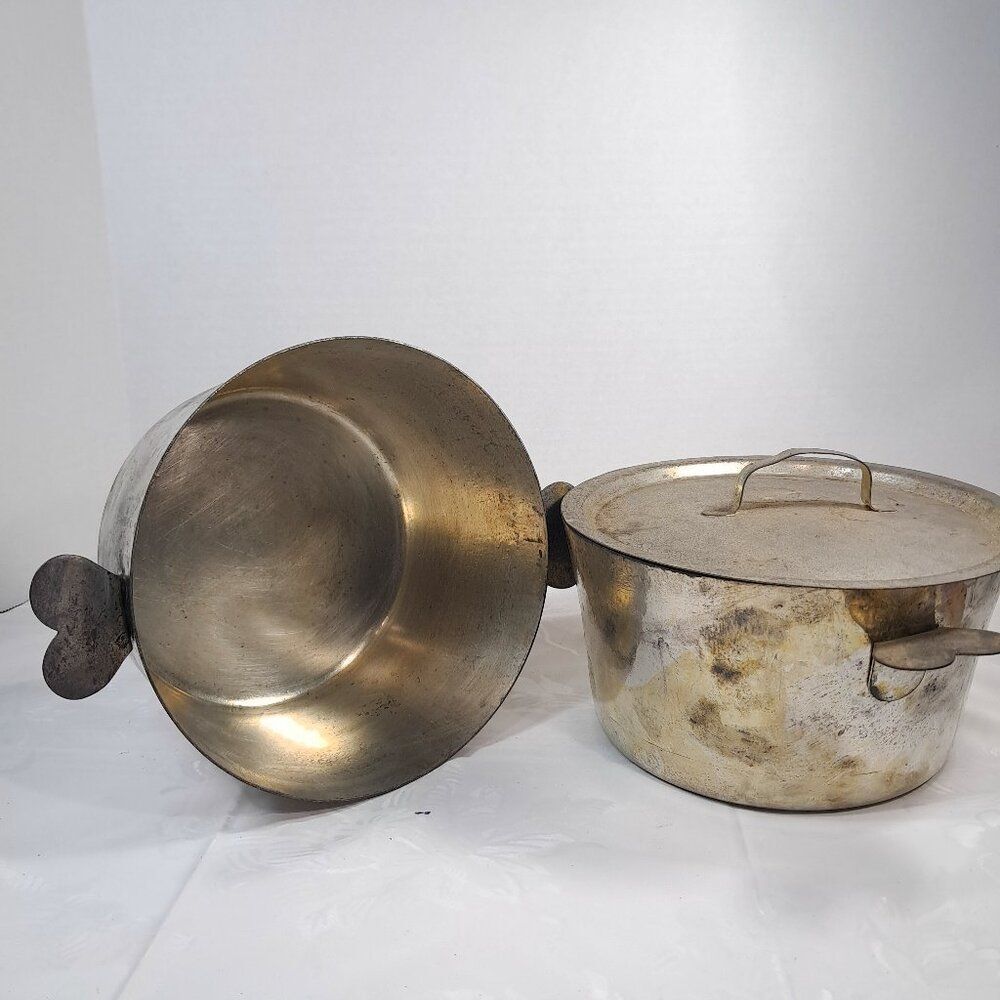 Vintage Cordon Bleu Charlotte Mold 2 Pots Heart Handles Lid France #10 rustic
